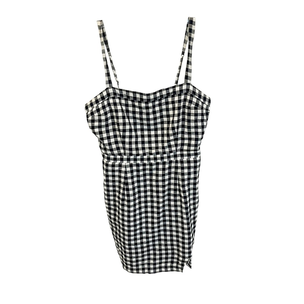 Abercrombie & Fitch‎ Black White Gingham Smocked Back Mini Dress - Size Medium